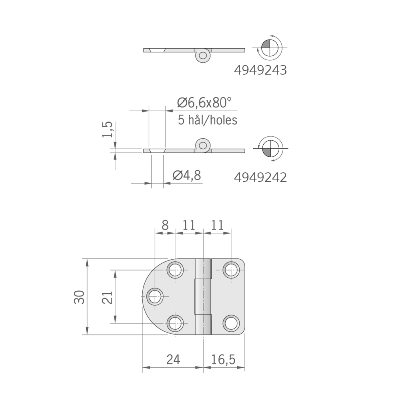 Cerniere Inox Spessore mm.2 CERNIERA INOX MM.40X30 STANDARD Roca (acq.min. unità) - immagine 2