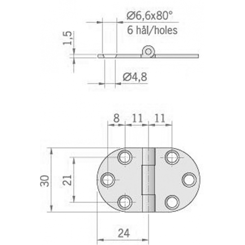Cerniere Inox Spessore mm.1.5 CERNIERA INOX MM.47X30 Roca (acq.min. unità) - immagine 2