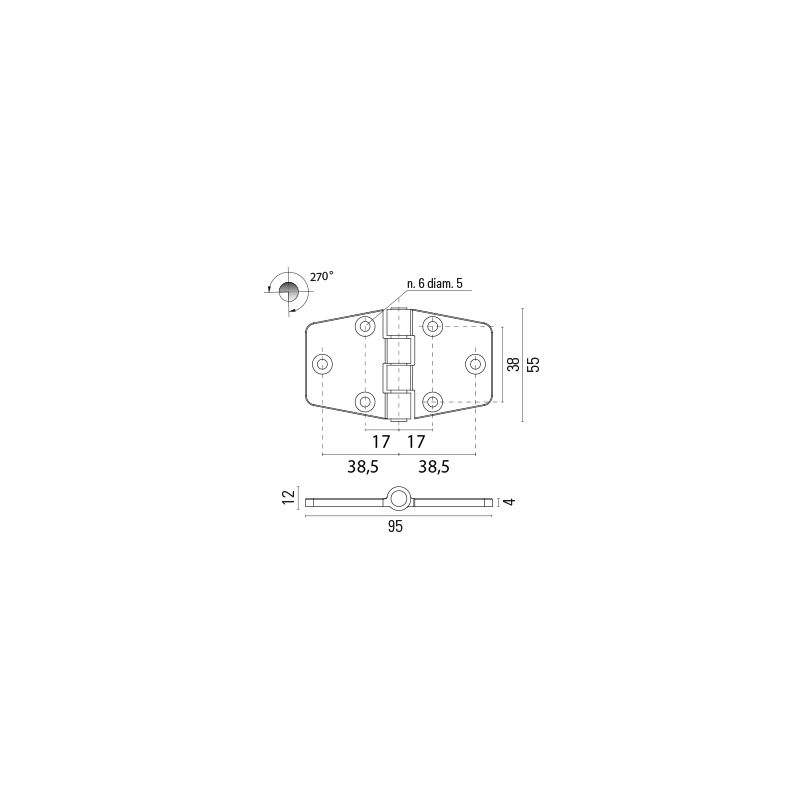 Cerniere in Ottone CERNIERA OTTONE MM.95 X 55 Foresti (acq.min. unità) - immagine 2