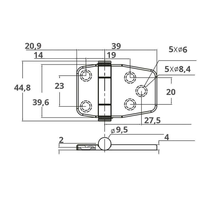 Cerniere con Copertura CERNIERA INOX 316 CON COPERTURA Marine Town (acq.min. unità) - immagine 2