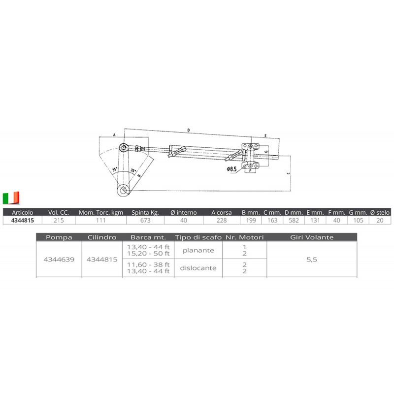 Timonerie Idrauliche Ultraflex CILINDRO UC215-I Ultraflex (acq.min. unità) - immagine 2