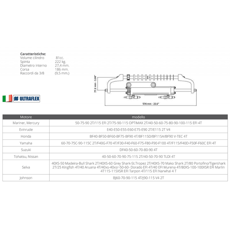 Timonerie Idrauliche Ultraflex CILINDRO UC81-OBF Ultraflex (acq.min. unità) - immagine 2