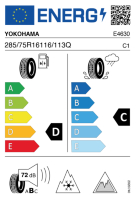 Pneumatici Auto Invernali YOKOHAMA G075 285/75 R16 116/113Q - immagine 2