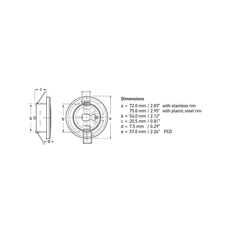 Faretti e Plafoniere a Led EUROLED 75 PLASTICA ROSS/BIAN CALDO Hella marine (acq.min. unità) - immagine 3