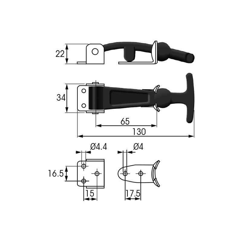 Fermaporte MANIGLIA DI CHIUSURA T-BAR" CF. 2PZ Plastimo (acq.min.2,00 unità) - immagine 2