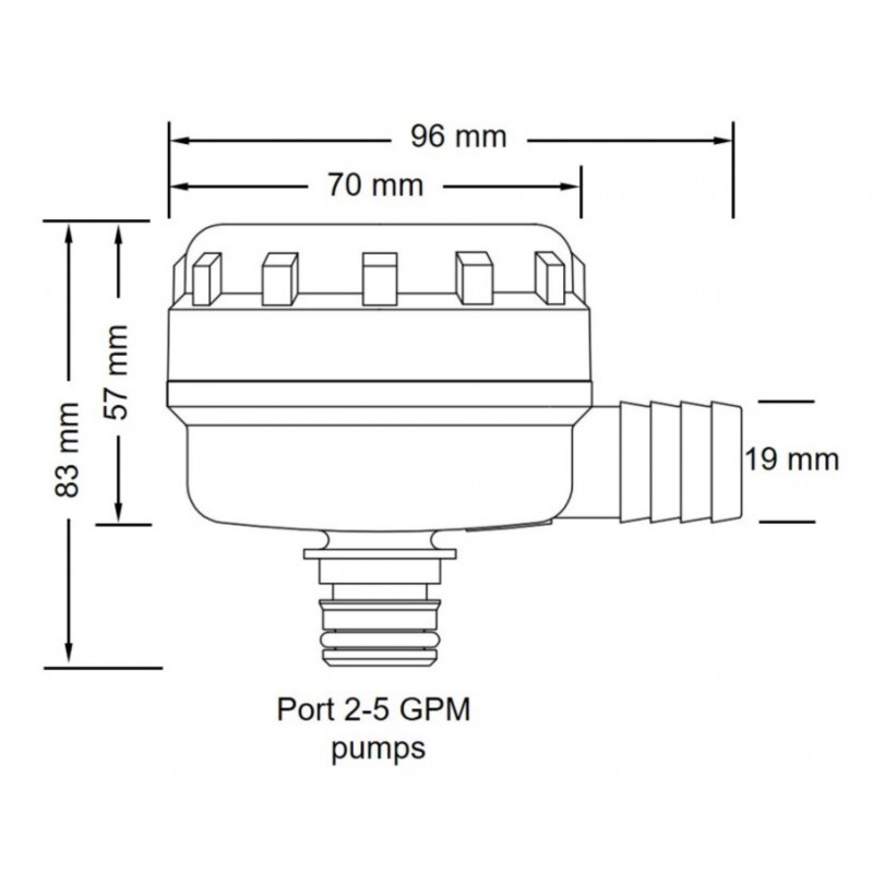 Accessori per Pompe FILTRO PORTAGOMMA 3/4' 90° Flojet (acq.min. unità)