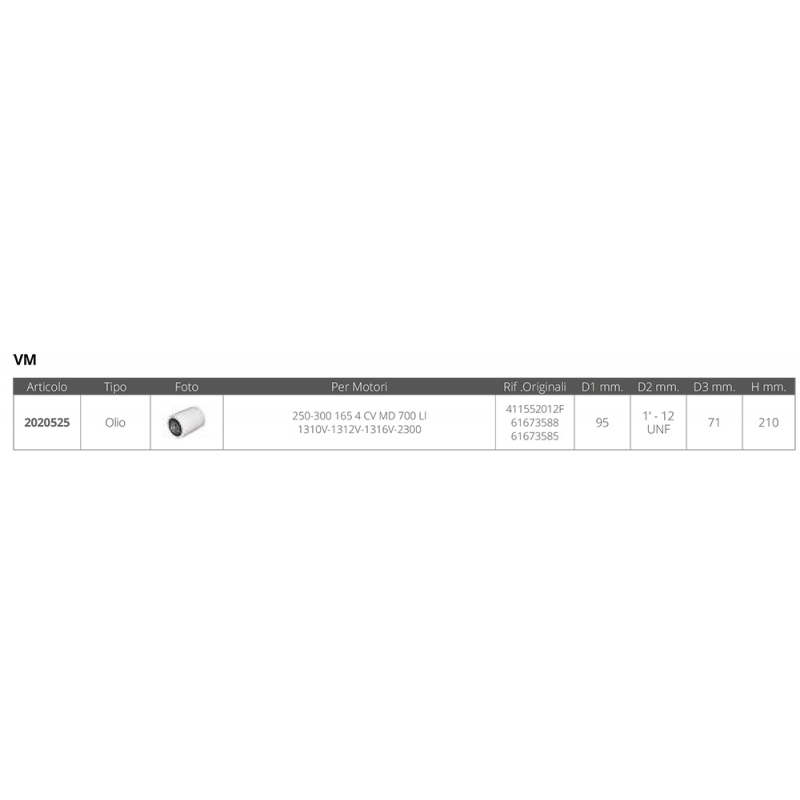Filtri per Motori VM FILTRO OLIO VM 4115.52012F (acq.min. unità) - immagine 3