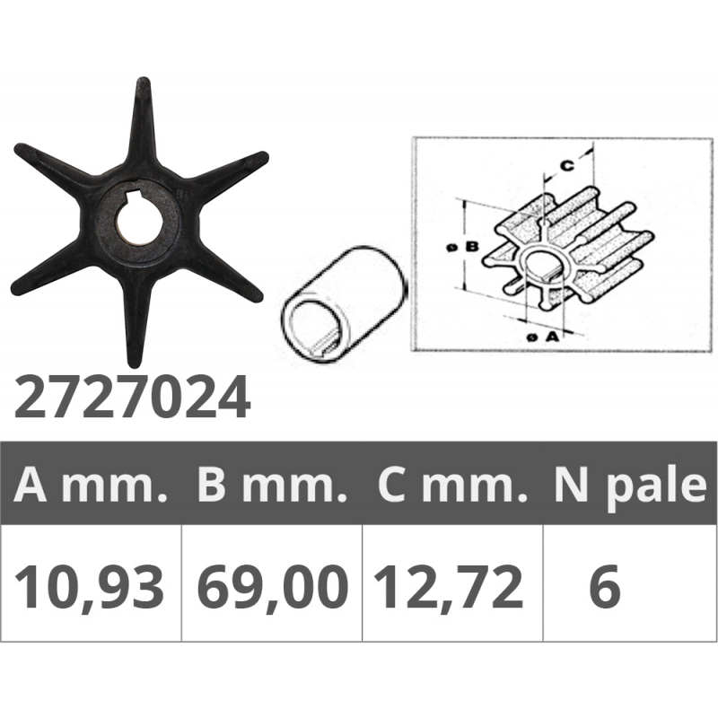 Giranti Johnson/Evinrude/OMC GIRANTE JOHNSON/EV. 2T 3-7,5 HP Finnord (acq.min. unità)