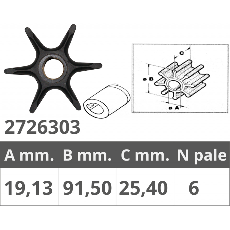 Giranti Johnson/Evinrude/OMC GIRANTE JOHNSON/EV. 2T 40-60HP Finnord (acq.min. unità)