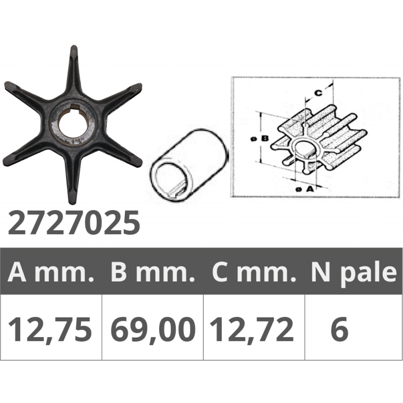 Giranti Johnson/Evinrude/OMC GIRANTE JOHONSON/EV 2T 10-25 HP Finnord (acq.min. unità)