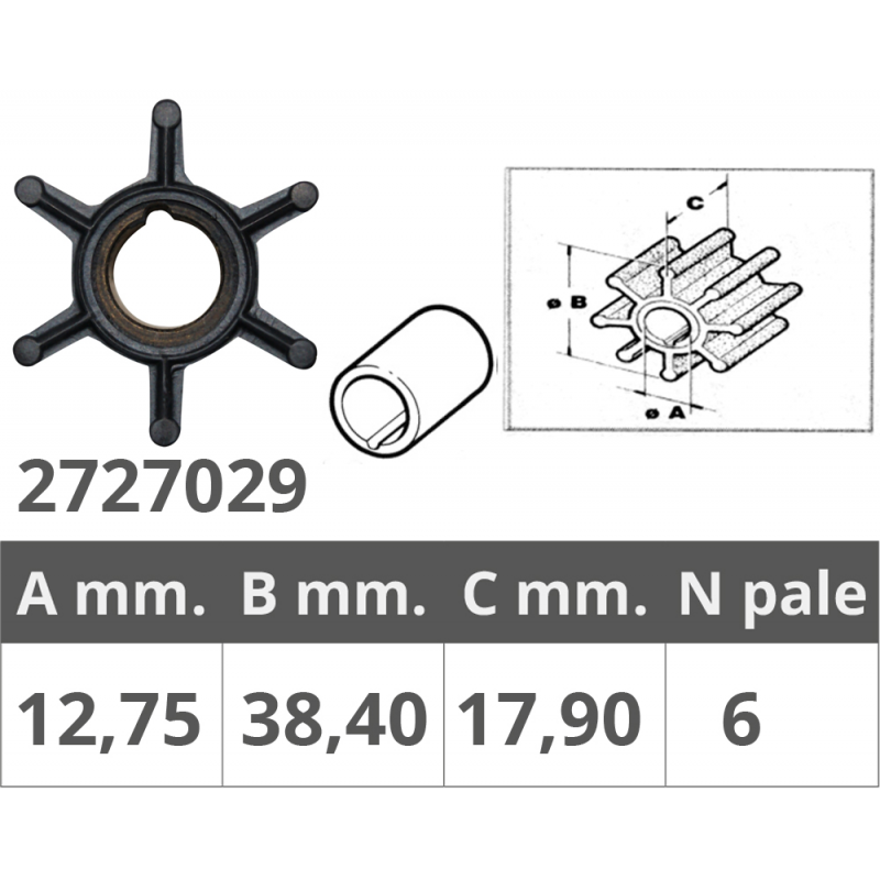 Giranti Johnson/Evinrude/OMC GIR. JOHONSON/EV. 2/4T 8-9,9-15 HP Finnord (acq.min. unità)