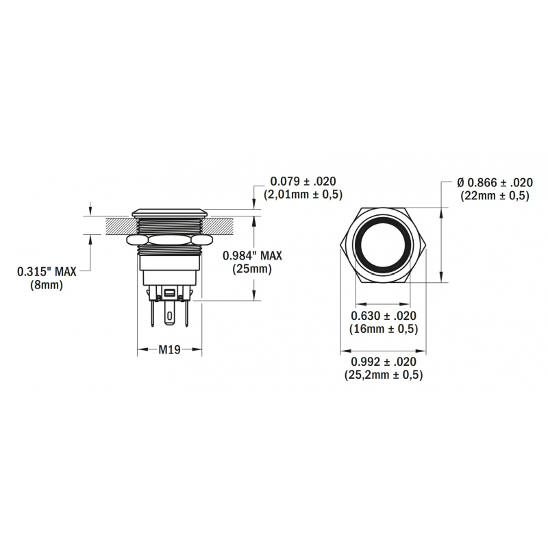 Spie, Interruttori INTERRUTTORE A LED ROSSO OFF-(ON) Blue Sea (acq.min. unità) - immagine 3