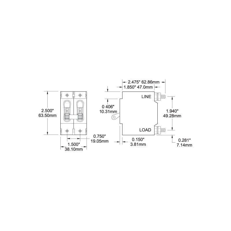 Fusibili, Portafusibili INTERRUTTORE AUTO. SERIE C 100A Blue Sea (acq.min. unità)