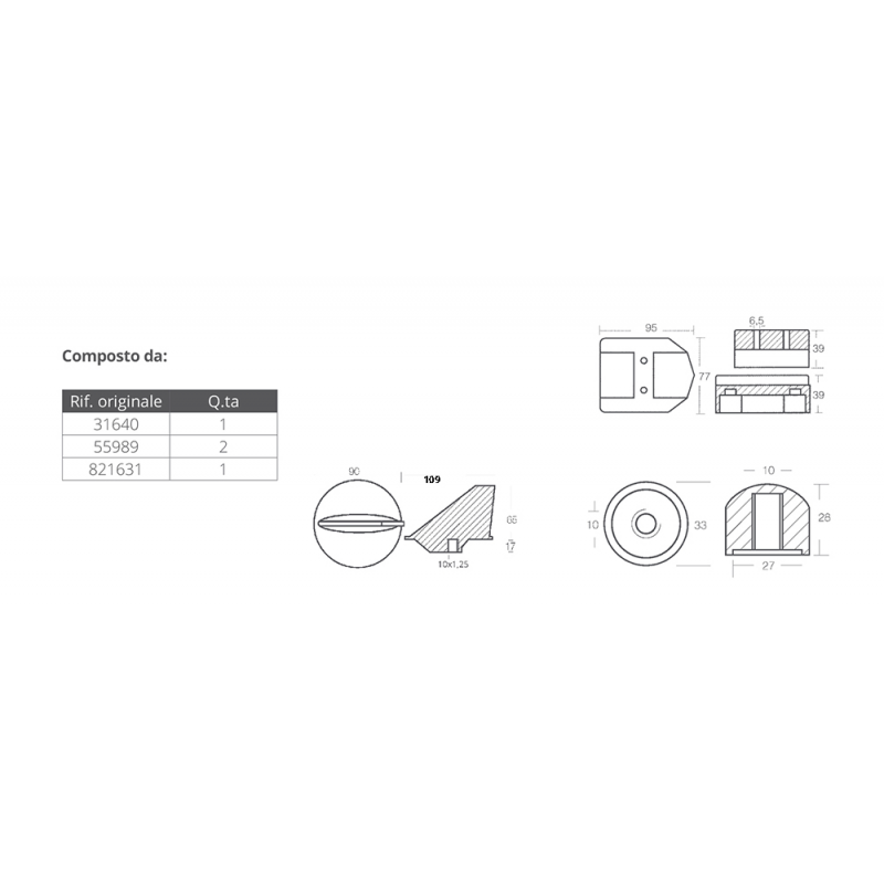 KIT Anodi Alluminio KIT ALL. MERCRUISER ALPHA I GEN I Tecnoseal (acq.min. unità) - immagine 2