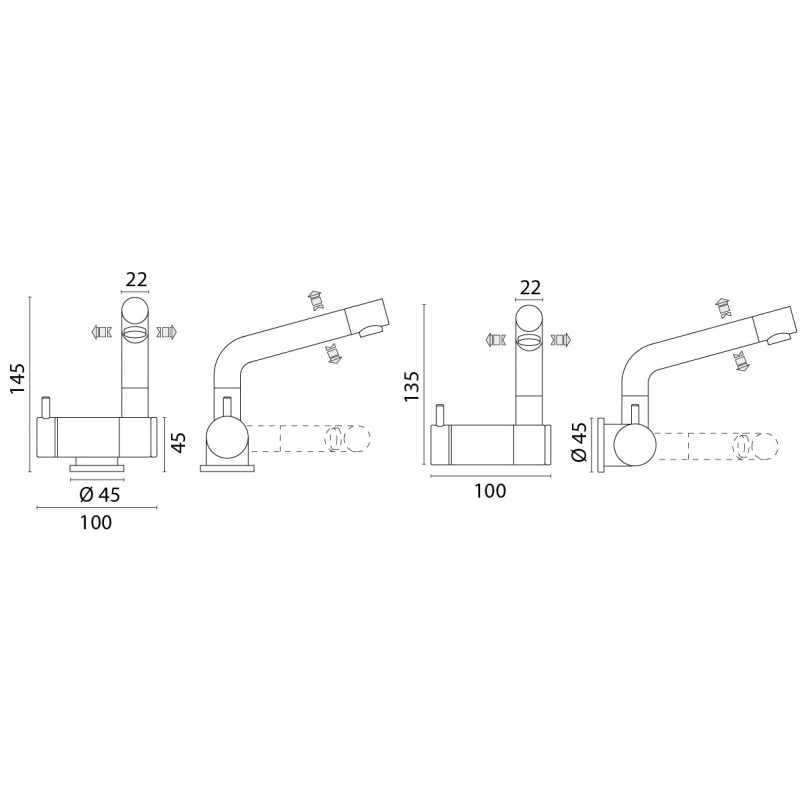 Rubinetti MISCELATORE ABBATTIBILE Foresti (acq.min. unità) - immagine 3