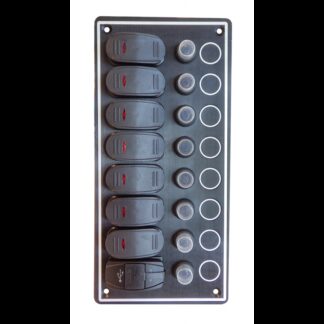 Pannelli di Comando Elettrici PANNELLO A 7 INTERRUTTORI CON USB AAA (acq.min. unità)
