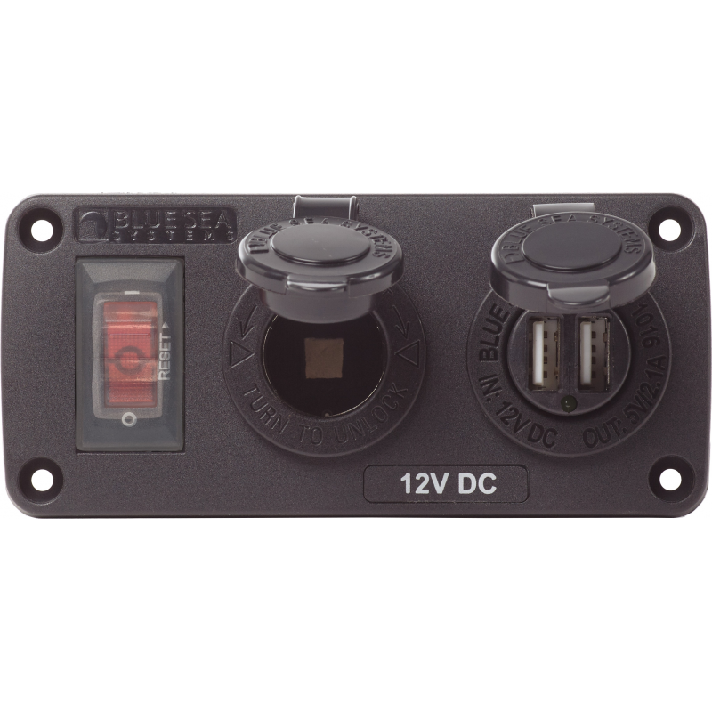 Prese e Spine PANNELLO 12V PRESA USB INTERRUTTORE Blue Sea (acq.min. unità)