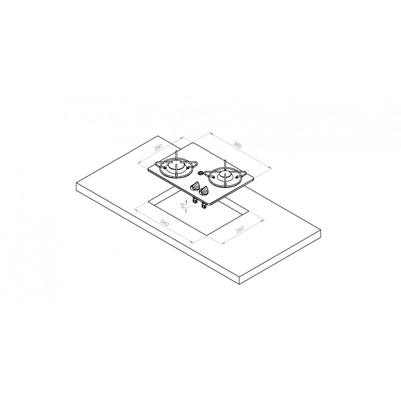 Fornelli, Piani Cottura Navy Load PIANOCOTTURA VETRO 2 FUOCHI 280X380 Navyload (acq.min. unità) - immagine 2
