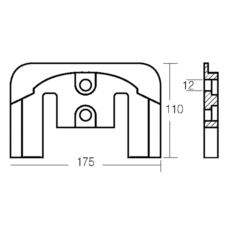 Anodi Mercury - Mercruiser PIASTRA BRAVO I-II-III IN ZINCO ENRICO POLIPODIO (acq.min. unità) - immagine 2