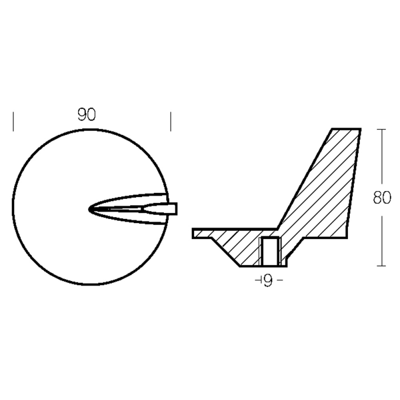 Anodi Mercury - Mercruiser PINNA ALPHA ONE BRAVO I-II-III ENRICO POLIPODIO (acq.min. unità) - immagine 2