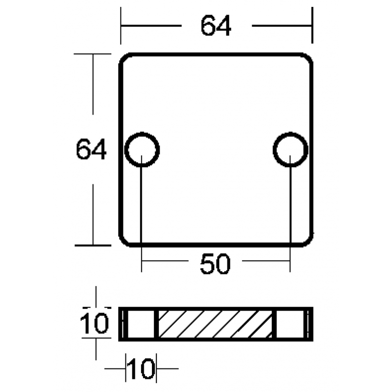 Anodi Mercury - Mercruiser PLACCA MM. 64X64X10 ENRICO POLIPODIO (acq.min. unità) - immagine 2