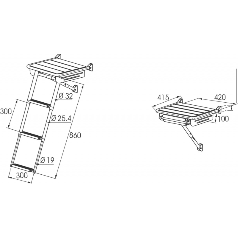 Plancette di Poppa PLANCETTA CM.42X42 C/SCALETTA Plastimo (acq.min. unità) - immagine 2