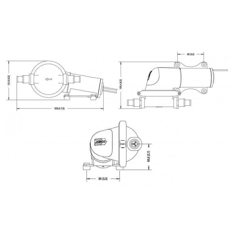 Pompe, Autoclavi Jabsco, Flojet POMPA SENTINA E SCARICO DOCCIA 24V Jabsco (acq.min. unità) - immagine 2
