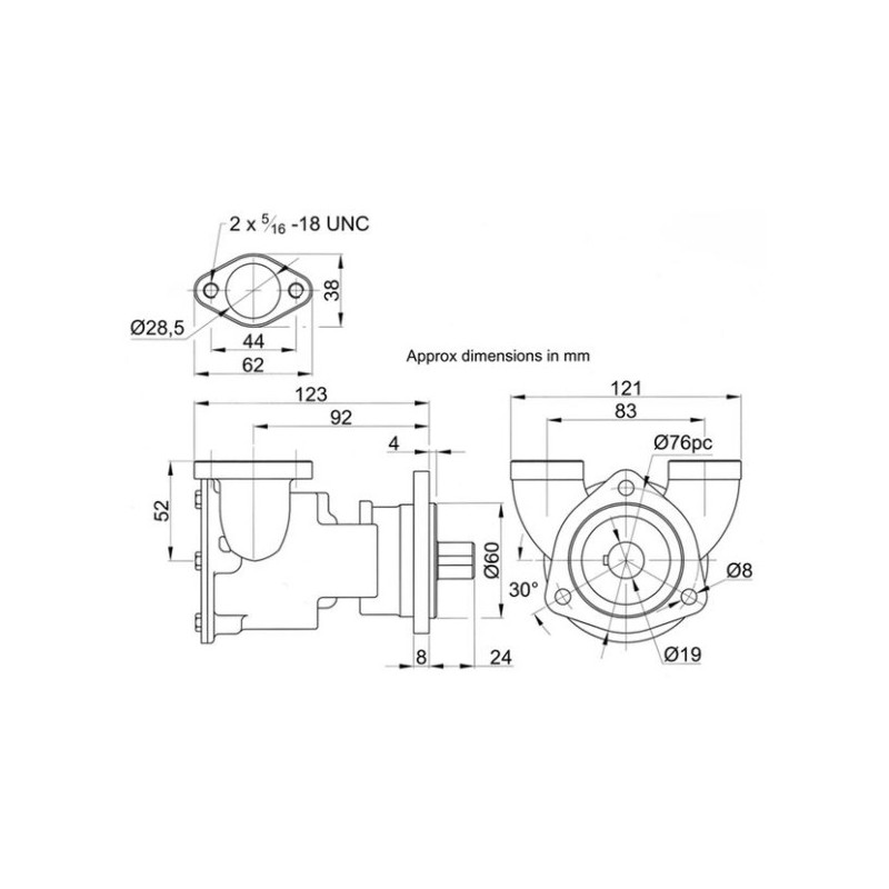 Pompe Raffredamento Motore POMPA IN BRONZO 9700-01 Jabsco (acq.min. unità) - immagine 2