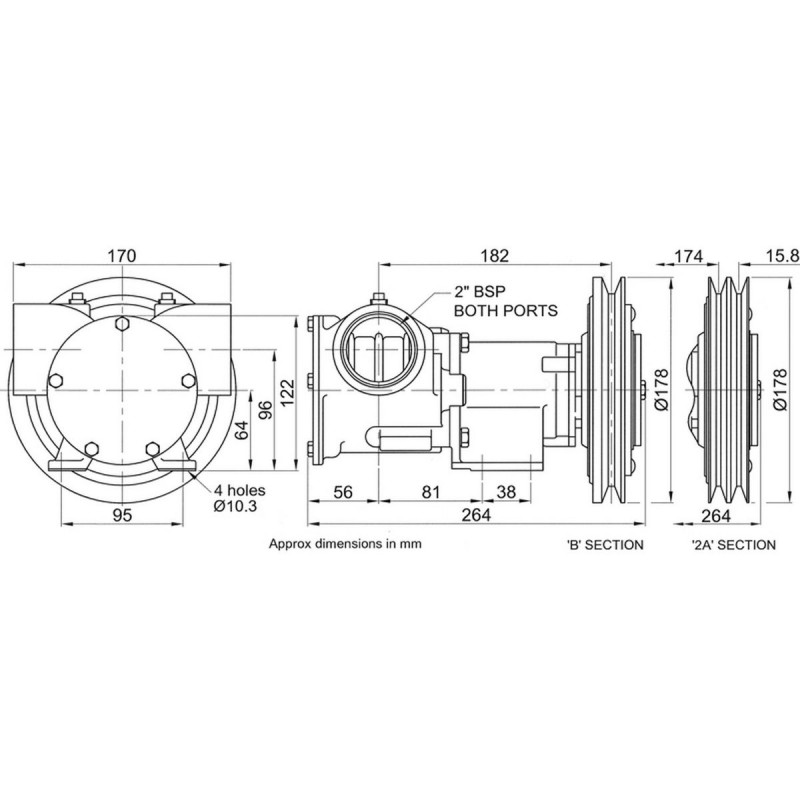 Pompe Raffredamento Motore POMPA FR.1 GOLA 24V 50270-2311 Jabsco (acq.min. unità) - immagine 2