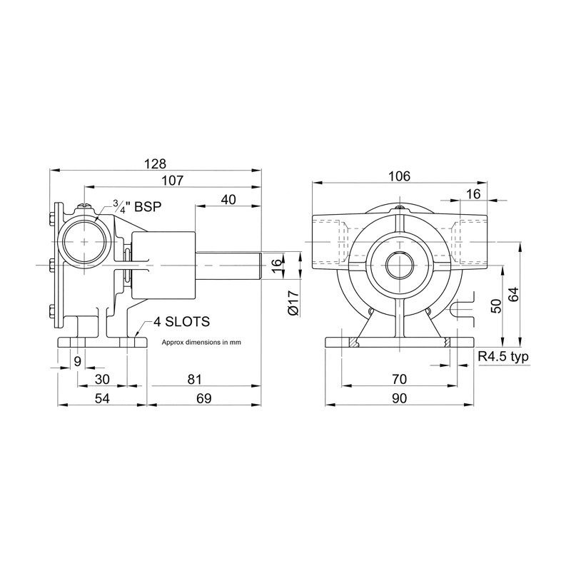 Pompe Raffredamento Motore POMPA IN BRONZO 52040-2001 Jabsco (acq.min. unità)