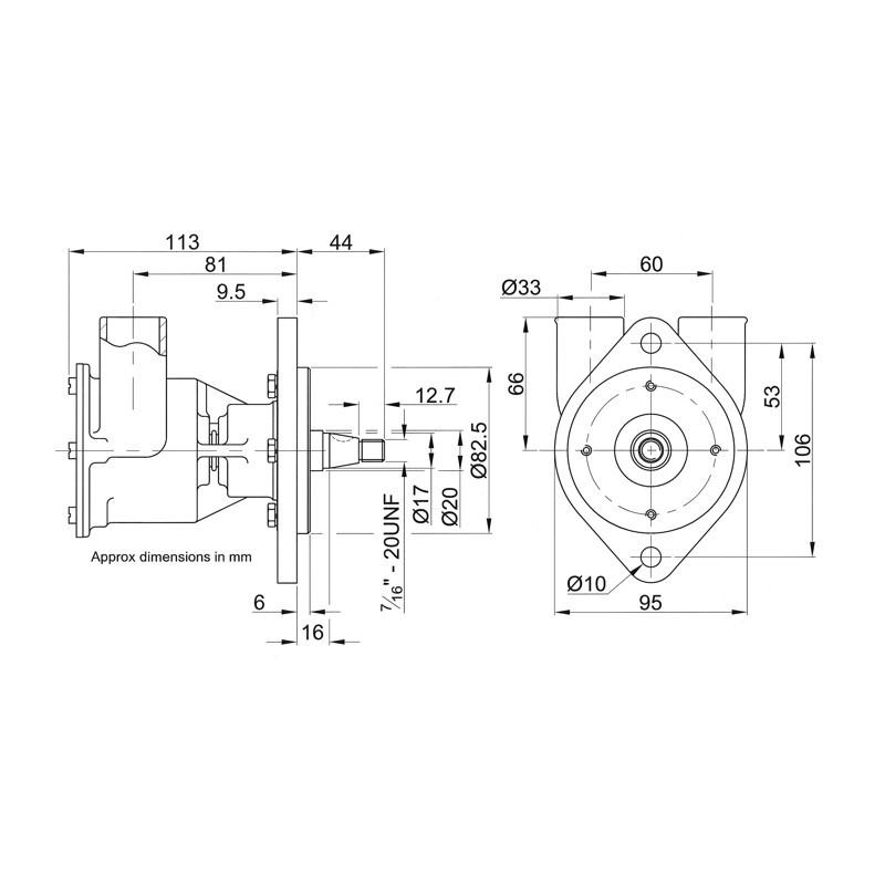 Pompe Raffredamento Motore POMPA IN BRONZO 23430-1001 Jabsco (acq.min. unità) - immagine 2