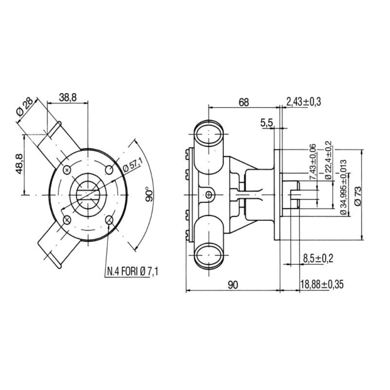 Pompe Raffredamento Motore POMPA IN BRONZO 29500-1001 Jabsco (acq.min. unità) - immagine 2