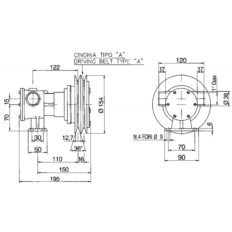 Pompe Raffredamento Motore POMPA A GIRANTE ELASTICA PM 36 EM Ancor (acq.min. unità) - immagine 2