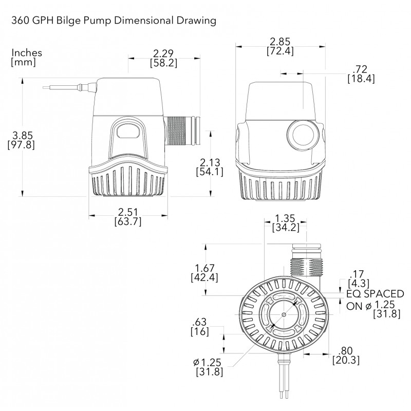 Pompe Rule POMPA SOMM. 360GPH 12V 24DA Rule (acq.min. unità) - immagine 2
