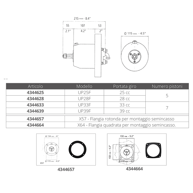 Timonerie Idrauliche Ultraflex POMPA UP25F Ultraflex (acq.min. unità) - immagine 2