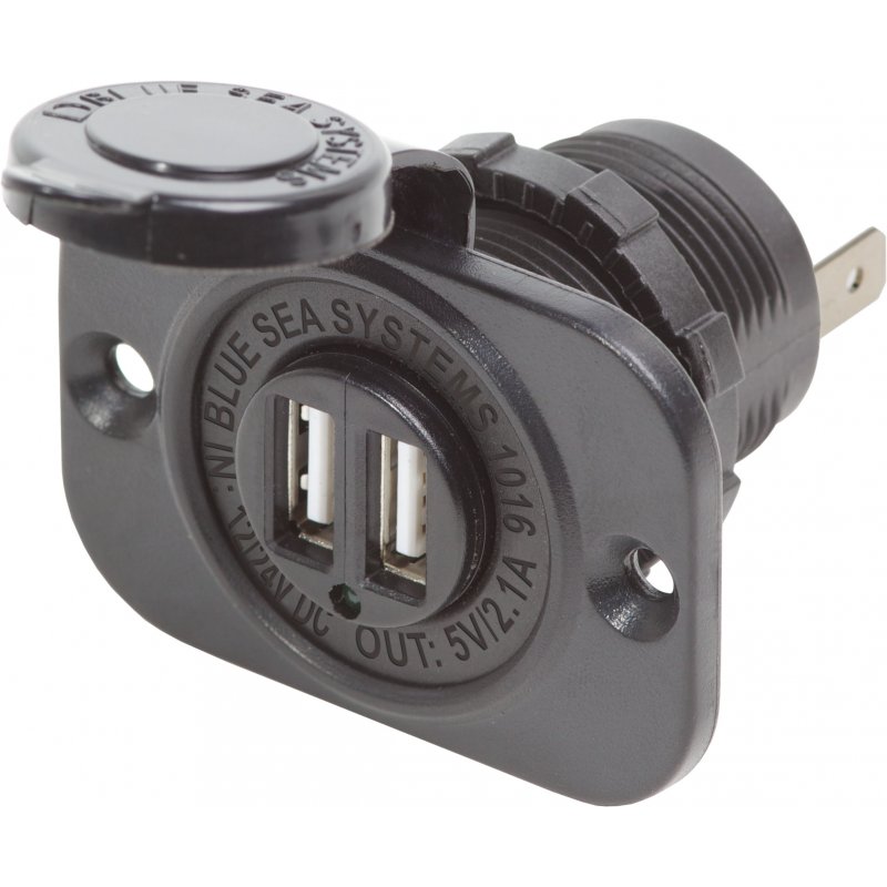 Prese e Spine DOPPIA PRESA USB 12V. NERA Blue Sea (acq.min. unità)
