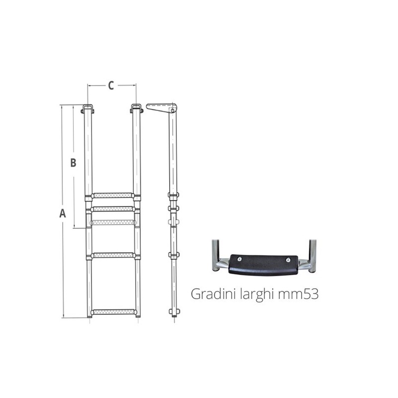 Scalette Telescopiche SCALETTA INOX 316 TELESCOPICA 4GR. (acq.min. unità) - immagine 3