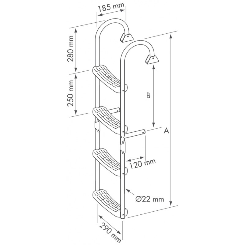 Scalette Pieghevoli SCALETTA 4 GRADINI MM.1050x290 Plastimo (acq.min. unità) - immagine 2