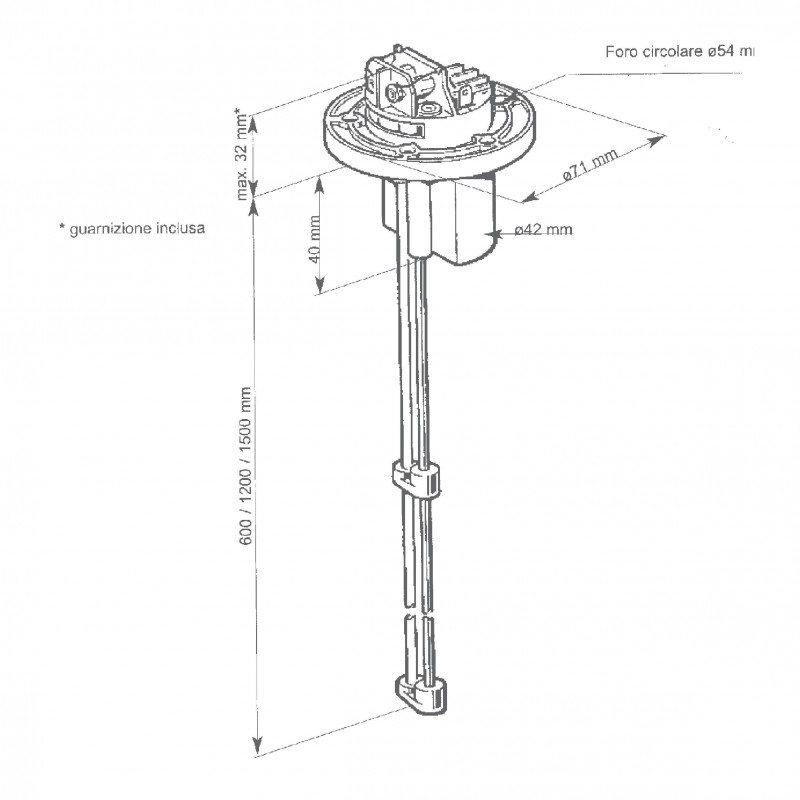 Sensori Carburante e Acqua SENSORE LIVELLO MM.1200-1500 VDO (acq.min. unità) - immagine 2