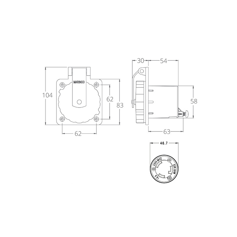 Prese, Spine da Banchina Marinco SPINA INOX 16 AMP. Marinco (acq.min. unità) - immagine 2