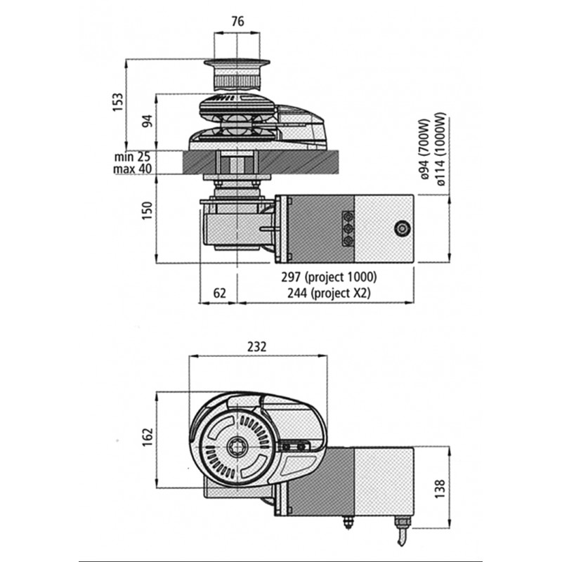 Verricelli Lofrans' X2 1000W 12V. C/CAMPANA MM. 8 Lofrans (acq.min. unità) - immagine 2
