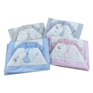 Set lenzuola lettino Set lenzuola lettino Baby Idea L1950 completo Flanella Assortito (ord.min.1.00 unità)