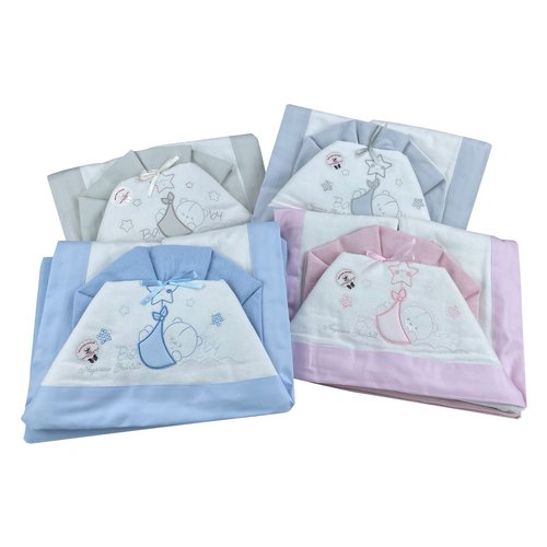 Set lenzuola lettino Set lenzuola lettino Baby Idea L1950 completo Flanella Assortito (ord.min.1.00 unità)