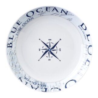 Piatto Brunner 0830026N C8C GLAMOUR fondo Bianco e Blu decorato Piatto campeggio (ord.min.1.00unità)