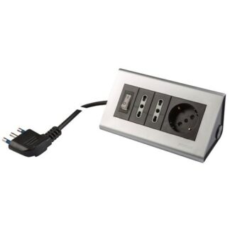 Multipresa tavolo Multipresa tavolo Poly Pool PP2590 2 10/16A Nero e Argento (ord.min.1.00 unità)