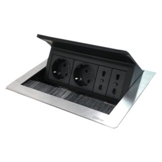Multipresa mobile Multipresa mobile Evoline 159370100400 FLIPTOP Inox satinato e Nero (ord.min.1.00 unità)