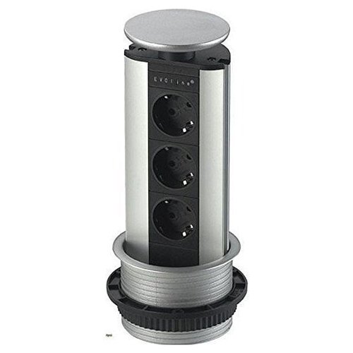 Multipresa mobile Multipresa mobile Evoline 159310000600 PORT Silver e Nero (ord.min.1.00 unità)