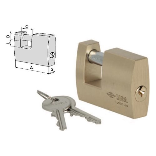 Lucchetto arco Lucchetto Cisa 121610500 LOCKING LINE Ottone spazzolato (ord.min.1.00 unità)