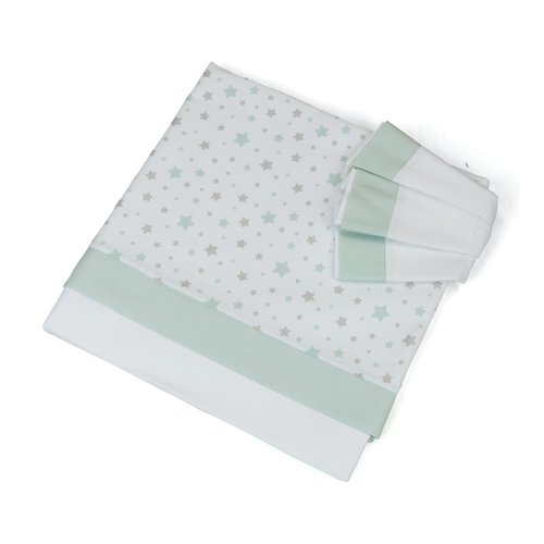 Set lenzuola lettino Baby Idea L2006VD STELLINE completo Verde Set lenzuola lettino (ord.min.1.00unità)
