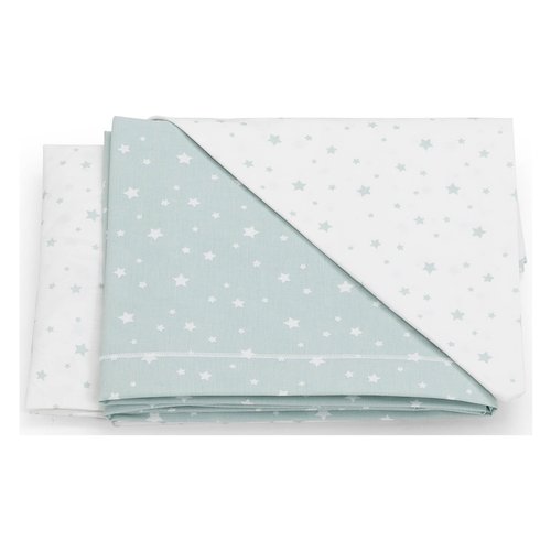 Set lenzuola lettino Set lenzuola lettino Italbaby 020 1007 003 STELLE completo Menta (ord.min.1.00 unità)
